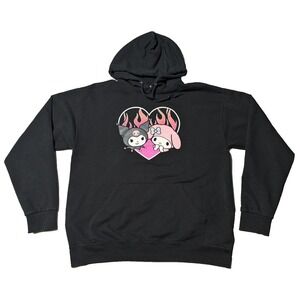 Sanrio My Melody & Kuromi Heart Men Large Black Hoodie